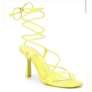 NWT Antonio Melani Neon Yellow Lace Up Dress Sandal Womens Size 8